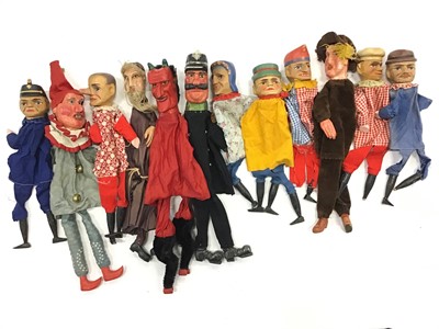 Lot 1590 - Group of assorted hard carved wooden puppets