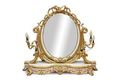 Lot 795 - Highly ornate gilt and white painted dressing table mirror