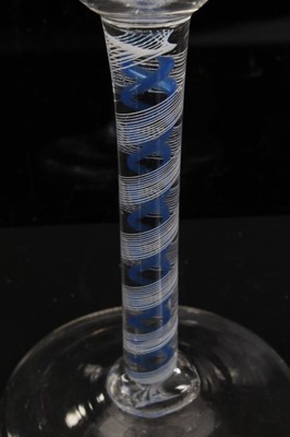 Lot 157 - Georgian blue and white double series opaque twist wine glass