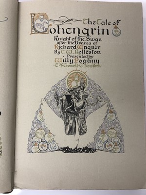 Lot 320 - Book - Pogany, Willy, illustrator, & Rolleston, T.W. The Tale of Lohengrin, Knight of the Swan after the Drama of Richard Wagner, Crowell, New York, no date, full reversed leather gilt