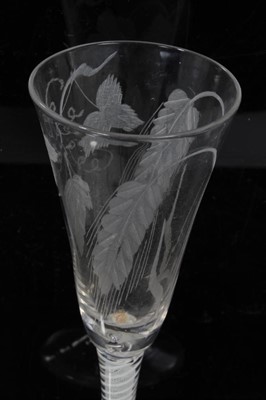 Lot 97 - Georgian double series opaque twist ale glass, c.1765