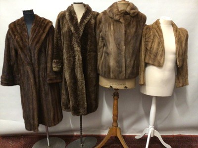 Lot 1797 - Two mink coats, 1940's Cropped Fur Bolero,mink and suede coat and a sheepskin coat