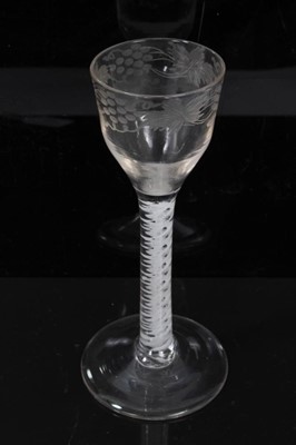 Lot 161 - Georgian double series opaque twist wine glass, c.1765