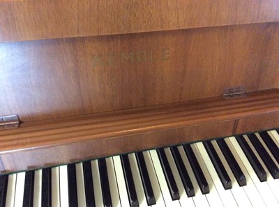 Lot 1037 - Good quality Kemble iron farmed upright over strung piano in walnut case, supplied by Harrods