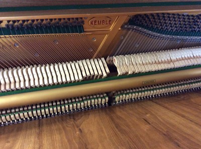 Lot 1037 - Good quality Kemble iron farmed upright over strung piano in walnut case, supplied by Harrods