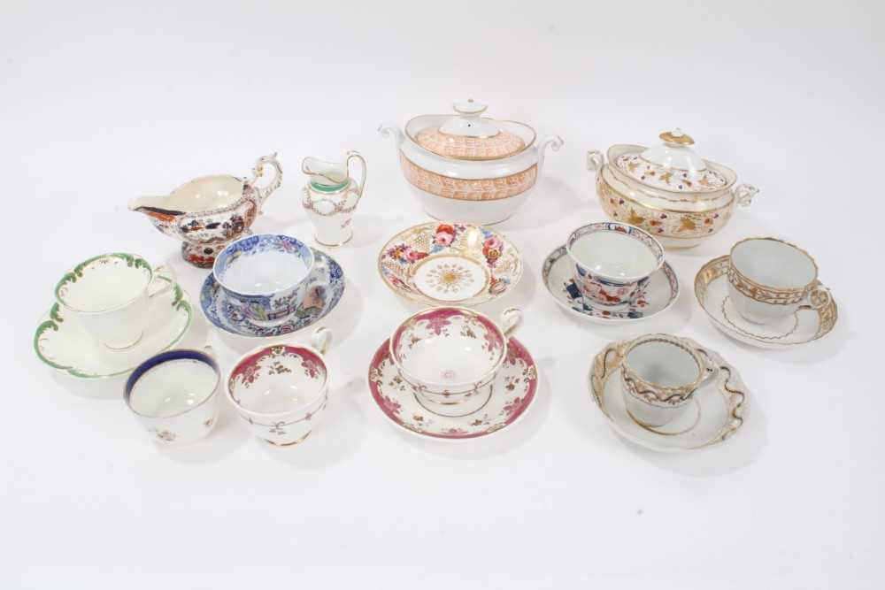 Lot 146 - A Miles Mason sucrier and cover, pattern number 523, another, pattern number 450, a Rockingham cup and saucer and other items