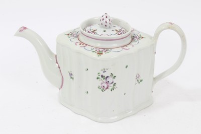 Lot 104 - A New Hall type spirally fluted serpentine sided teapot and cover, circa 1795