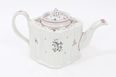 Lot 138 - A New Hall type spirally fluted serpentine sided teapot and cover, circa 1795