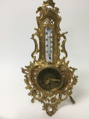 Lot 165 - Continental rococo revival gilt metal combination clock / barometer