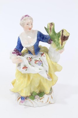 Lot 74 - Meissen figure of a young woman, circa 1755