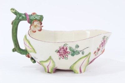 Lot 30 - A Chelsea strawberry moulded sauceboat, circa 1755