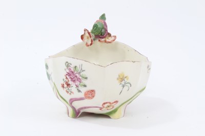 Lot 30 - A Chelsea strawberry moulded sauceboat, circa 1755