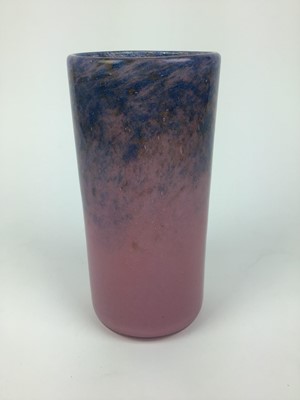 Lot 283 - Monart pink and blue mottled art glass cylindrical vase