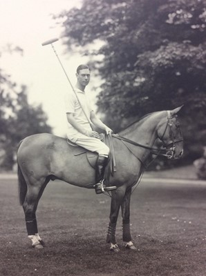 Lot 52 - H.R.H. Prince Albert Duke of York ( Later H.M. King George VI) - fine 1930s Vandyk, London black and white portrait photograph of the Prince on his polo pony with polo stick resting on his shoulder...