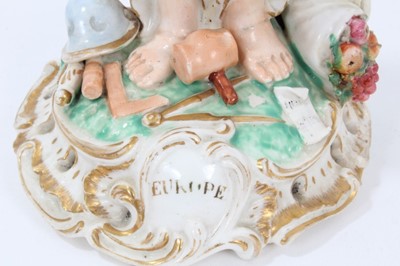 Lot 94 - Two Derby porcelain figures emblematic of the continents, c.1800, to include Europe and America, inscribed numbers to bases, 22cm height