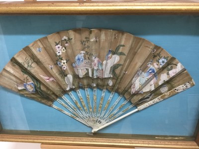 Lot 380 - Fine 18th century Chinese painted ivory fan, in box frame