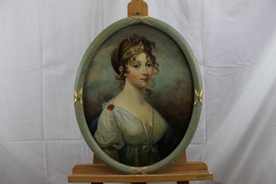 Lot 205 - Continental School, oil on canvas, portrait of a woman with tiara