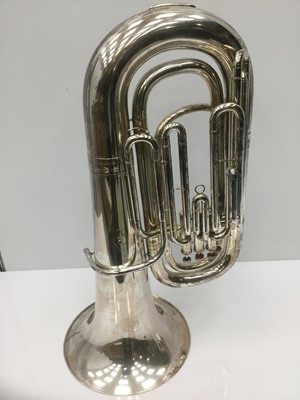 Lot 2 - Weltklang silvered Bb four-valve tuba, 94cm high