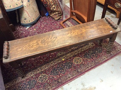 Lot 990 - Victorian oak window seat on bobbin legs