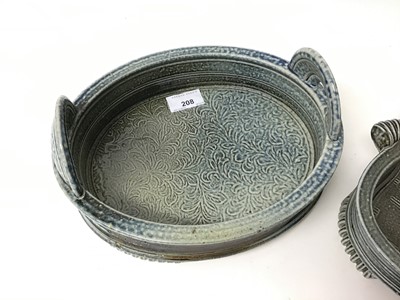 Lot 208 - Jane Hamlyn studio pottery salt gazed two handled bow, 25cm wide and one other, 24cm