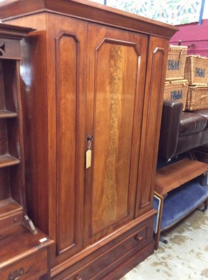 Lot 993 - Victorian mahogany wardrobe enclosed by panelled door with draw below