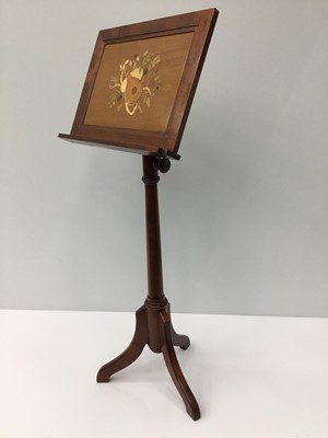 Lot 6 - Italian inlaid mahogany music stand, fully adjustable for height and angle
