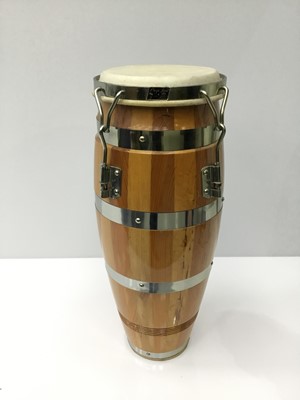 Lot 8 - Floor standing conga drum, labelled Playa Azul, made in Mexico