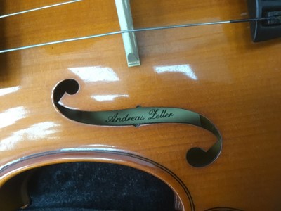 Lot 19 - Modern Romanian three-quarter size violin in fitted case