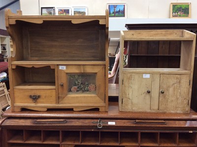 Lot 1009 - Hanging book case with draw and cupboard and one other