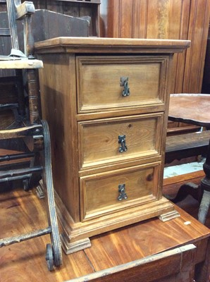 Lot 1011 - Pine three draw bedside chest and white melamine unit