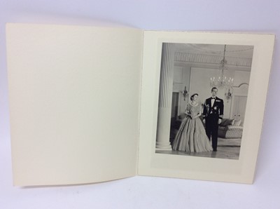 Lot 64 - H.M.Queen Elizabeth II and H.R.H. The Duke of Edinburgh, fine 1952 Baron black and white portrait photograph of the Royal couple , mounted on card with folder and photographers stamp to image 37.5...