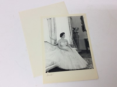 Lot 67 - H.R.H The Princess Margaret , fine late 1950s Cecil Beaton black and white portrait photograph of the beautiful Princess wearing a ball gown , mounted on card signed by the photographer and with fo...