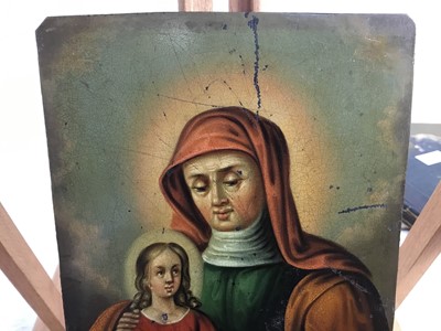 Lot 162 - Late 18th century Continental School, a pair of oils on metal of religious subjects, unframed, each 17 x 13cm