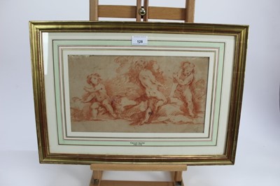 Lot 128 - Attributed to Francois Boucher (1703-1770), An 18th century study of putti, red chalk, in gilt frame, 20.5 x 35.5cm