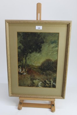 Lot 129 - J. Bachot, watercolours, Nymphs in the woods, signed and dated 1913, in oak frame, 38 x 26cm. 
Provenance: Bonhams 12/07/05 - lot 42*