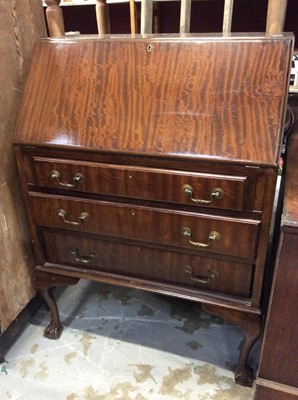 Lot 1026 - Georgian style mahogany bureau with three drawers below