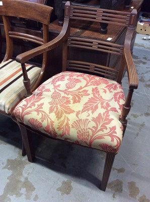 Lot 1028 - Antique mahogany elbow chair with upholstered seat