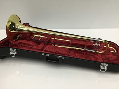 Lot 91 - Yamaha brass trombone, Model M1, with Yamaha 12c mouthpiece, cased, as new condition