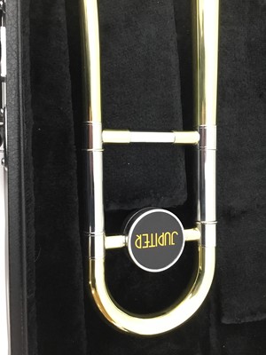 Lot 92 - Jupiter JVL 528 valve trombone, with 12C Jupiter mouthpiece, cased, as new condition