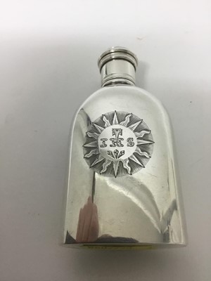 Lot 12 - Victorian silver communion wine flask, together with a silver cigarette case