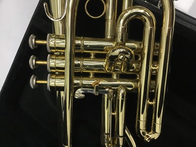 Lot 101 - Olds brass cornet, serial number 496769, cased, as new condition