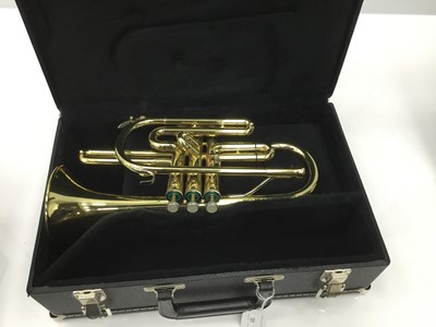 Lot 101 - Olds brass cornet, serial number 496769, cased, as new condition