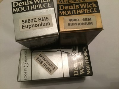Lot 57 - Three Denis Wick euphonium mouthpieces- SM5, SM3, 6BM, all boxed and new