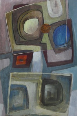 Lot 296 - Gerald Meares (1911-1975) oil on board- Abstract Shapes, signed in glazed frame