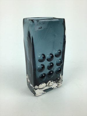 Lot 63 - Whitefriars indigo mobile phone vase designed by Geoffrey Baxter, 16.5cm high