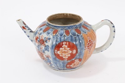 Lot 92 - Collection of 18th and 19th century Chinese porcelain, including a Kangxi Imari teapot, 18th century blue and white plate and saucer, 19th century saucer, pair of miniature Canton vases, and a mini...