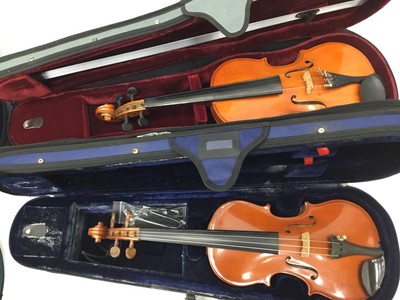 Lot 68 - Ten student model violins