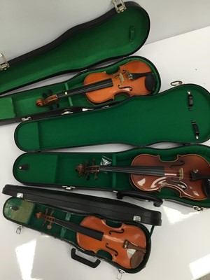 Lot 68 - Ten student model violins