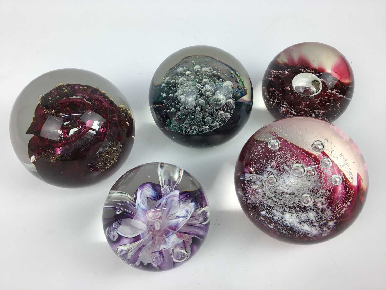 Lot 99 - Five Selkirk Art Glass Paperweights By Peter