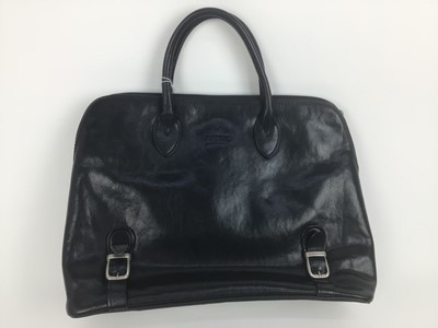 Lot 1762 - Texier black leather handbag with soft protective bag, Orange leather bag by Daniel Amoda, Snake skin bag by Pierre Cardin plus two pairs of black leather long length ladies gloves.